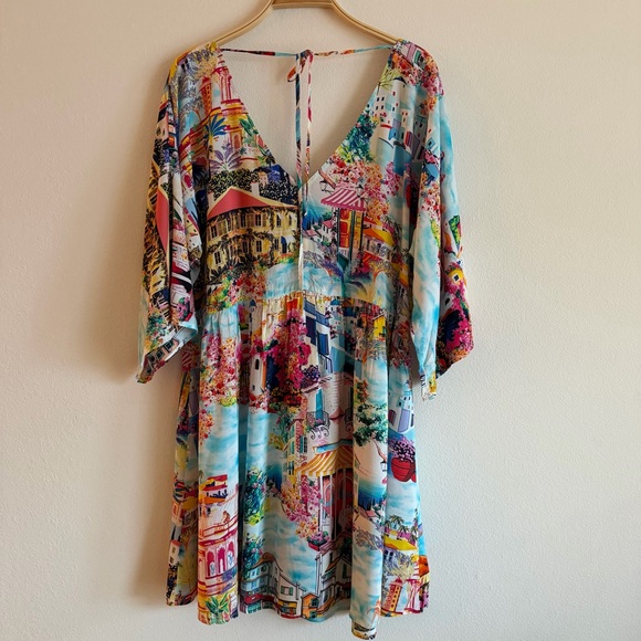 Johnny Was Cannes A-Line Cover Up Dress Blue Seaside Size 1X NWT - Picture 8 of 8